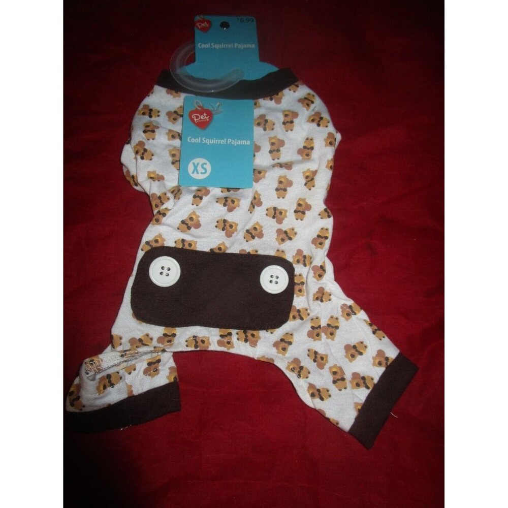 Pet Central Dog Pajamas Clothes Pjs Cool Squirrel Pajamas White X Small